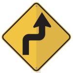 Road ahead turns right then left
